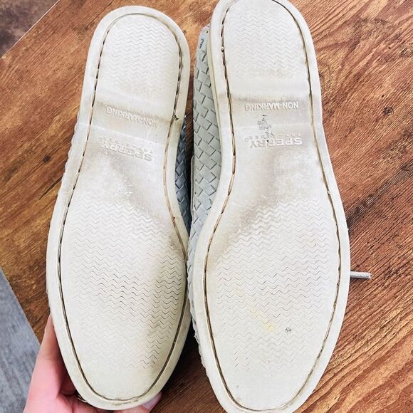 Sperry Top Sider Leather Loafers Woven Silver 9 - Picture 5 of 10